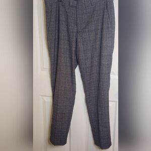 Harry Brown 34R WOOL Blend Gray Plaid Full Length Pockets Zipper Men Dress Pants